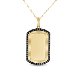 Onyx Frame Dog Tag Necklace Charm in 10K Gold