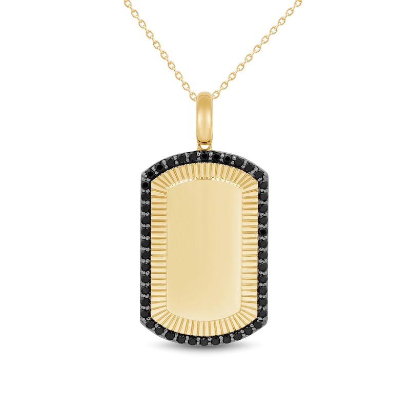 Main Image 1 of Onyx Frame Dog Tag Necklace Charm in 10K Gold