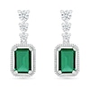 Thumbnail Image 1 of Emerald-Cut Lab-Created Emerald and White Lab-Created Sapphire Vintage-Style Drop Earrings in Sterling Silver