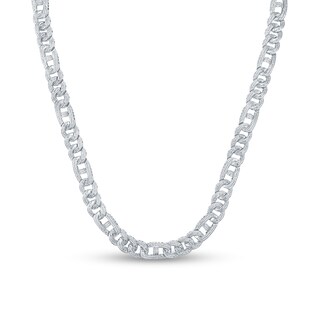 8.00 CT. T.W. Diamond Figaro Chain Necklace in Hollow 10K White Gold - 22”