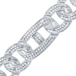 8.00 CT. T.W. Diamond Figaro Chain Necklace in Hollow 10K White Gold - 22”