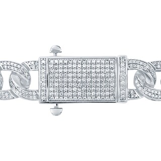 8.00 CT. T.W. Diamond Figaro Chain Necklace in Hollow 10K White Gold - 22”