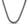 7.00 CT. T.W. Black Diamond Curb Chain Necklace in Hollow 10K White Gold with Black Rhodium - 22”