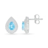 Thumbnail Image 3 of Pear-Shaped Swiss Blue Topaz and White Lab-Created Sapphire Double Frame Stud Earrings in Sterling Silver