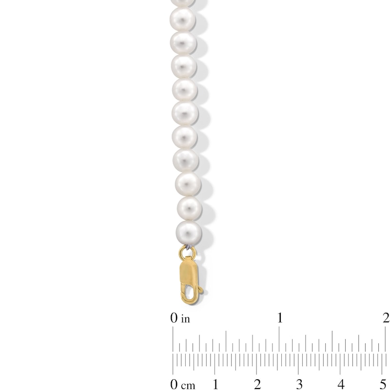 Freshwater Cultured Pearl and Diamond Accent North Star Bead Strand Bracelet in 10K Gold - 8”