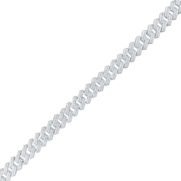 3.99 CT. T.W. Diamond Double Row Curb Chain Bracelet in Hollow 10K White Gold - 8.5”