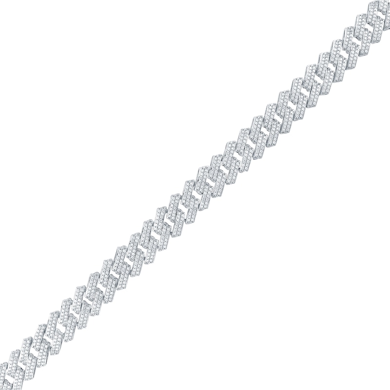 3.99 CT. T.W. Diamond Double Row Curb Chain Bracelet in Hollow 10K White Gold - 8.5”