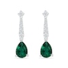 Pear-Shaped Lab-Created Emerald and White Lab-Created Sapphire Drop Earrings in Sterling Silver