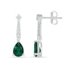 Thumbnail Image 2 of Pear-Shaped Lab-Created Emerald and White Lab-Created Sapphire Drop Earrings in Sterling Silver