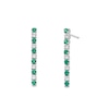 Thumbnail Image 1 of Emerald and 0.30 CT. T.W. Diamond Alternating Linear Drop Earrings in 10K White Gold