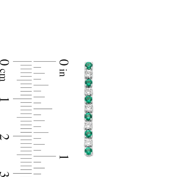 Emerald and 0.30 CT. T.W. Diamond Alternating Linear Drop Earrings in 10K White Gold