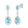 Thumbnail Image 1 of Marquise and Pear-Shaped Swiss Blue Topaz with White Lab-Created Sapphire Vintage-Style Drop Earrings in Sterling Silver