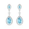 Thumbnail Image 2 of Marquise and Pear-Shaped Swiss Blue Topaz with White Lab-Created Sapphire Vintage-Style Drop Earrings in Sterling Silver