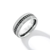 8.0mm Black Sapphire Inlay Brushed Comfort-Fit Wedding Band in Tungsten - Size 10