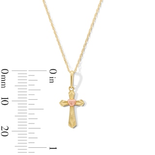 Child’s Flared Cross Pendant in 10K Two-Tone Gold - 15”