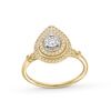 Thumbnail Image 1 of 0.25 CT. T.W. Diamond Pear-Shaped Double Frame Collar Vintage-Style Engagement Ring in 10K Gold