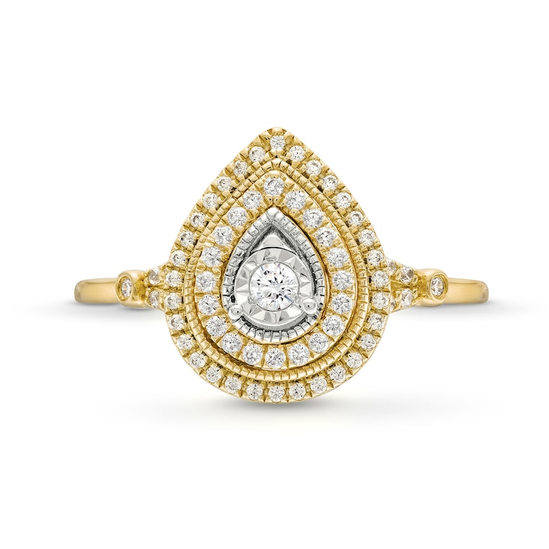 Main Image 4 of 0.25 CT. T.W. Diamond Pear-Shaped Double Frame Collar Vintage-Style Engagement Ring in 10K Gold