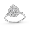 Thumbnail Image 1 of 0.25 CT. T.W. Diamond Pear-Shaped Double Frame Collar Vintage-Style Engagement Ring in 10K White Gold