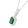 Thumbnail Image 2 of Emerald-Cut Lab-Created Emerald and White Lab-Created Sapphire Vintage-Style Drop Pendant in Sterling Silver