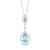 Thumbnail Image 1 of Marquise and Pear-Shaped Swiss Blue Topaz with White Lab-Created Sapphire Vintage-Style Drop Pendant in Sterling Silver