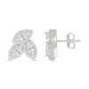 Marquise and Round White Lab-Created Sapphire Frame Trio Cluster Stud Earrings in Sterling Silver