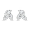 Marquise and Round White Lab-Created Sapphire Frame Trio Cluster Stud Earrings in Sterling Silver