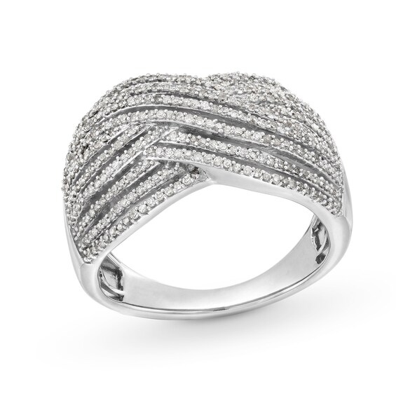 0.50 CT. T.W. Diamond Multi-Row Crossover Ring in Sterling Silver