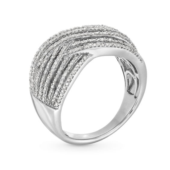 0.50 CT. T.W. Diamond Multi-Row Crossover Ring in Sterling Silver