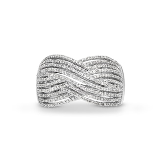 0.50 CT. T.W. Diamond Multi-Row Crossover Ring in Sterling Silver