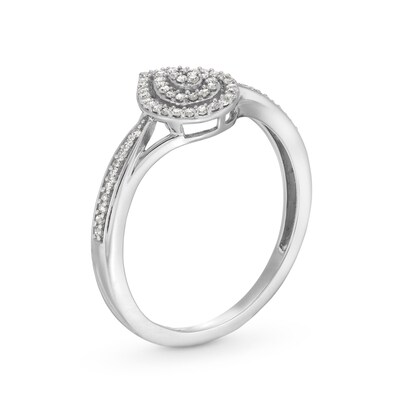 0.15 CT. T.W. Pear-Shaped Multi-Diamond Double Frame Split Shank Promise Ring in 10K White Gold