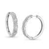 Thumbnail Image 0 of 0.12 CT. T.W. Diamond Cushion-Shaped Frame Alternating Hoop Earrings in Sterling Silver