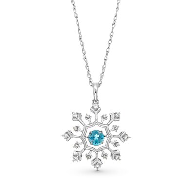 Unstoppable Love™ London Blue Topaz and White Lab-Created Sapphire Snowflake Pendant in Sterling Silver