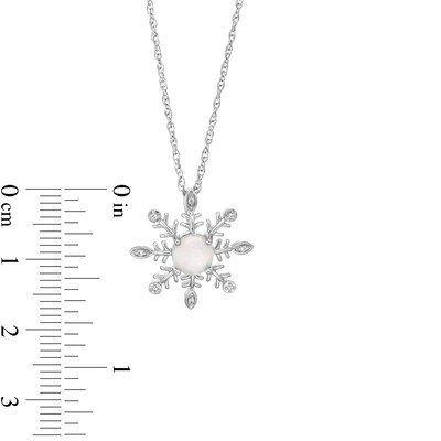 6.0mm Lab-Created Opal and White Lab-Created Sapphire Snowflake Pendant in Sterling Silver