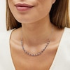 Thumbnail Image 1 of Oval Blue Lab-Created Sapphire Link Necklace in Sterling Silver