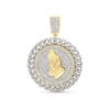 Thumbnail Image 0 of 1.00 CT. T.W. Diamond Chain Link Frame Praying Hands Medallion Necklace Charm in 10K Gold