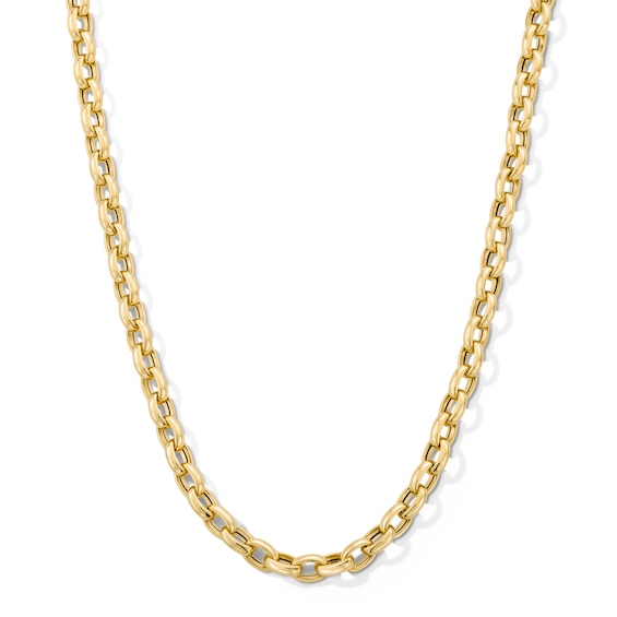 Italian Gold 6.3mm Oval Link Rolo Chain Necklace in Hollow 18K Gold - 18"