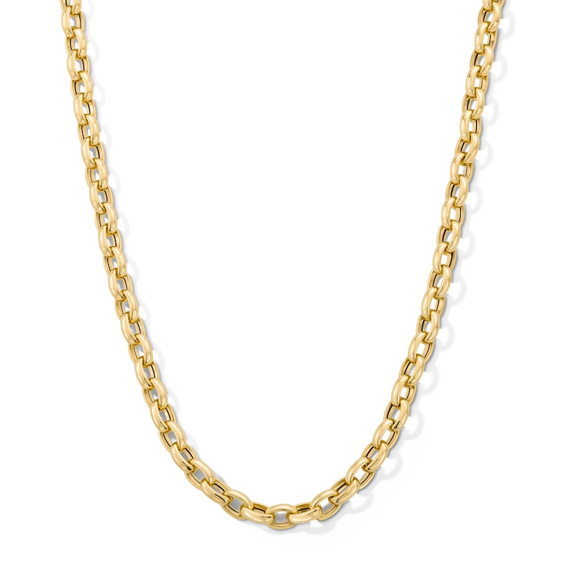 Italian Gold 6.3mm Oval Link Rolo Chain Necklace in Hollow 18K Gold - 18"