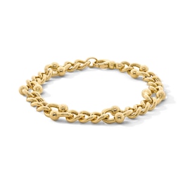 Italian Gold 12.0mm Stirrup Link Bracelet in Hollow 18K Gold - 7.5&quot;