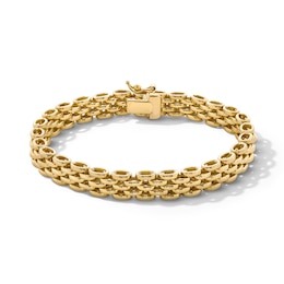 Italian Gold 7.6mm Panther Link Bracelet in Hollow 18K Gold - 7.25&quot;