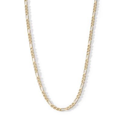 3.5mm Diamond-Cut Figaro Chain Necklace in Hollow 10K Gold - 20”