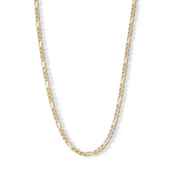 3.5mm Diamond-Cut Figaro Chain Necklace in Hollow 10K Gold - 20”