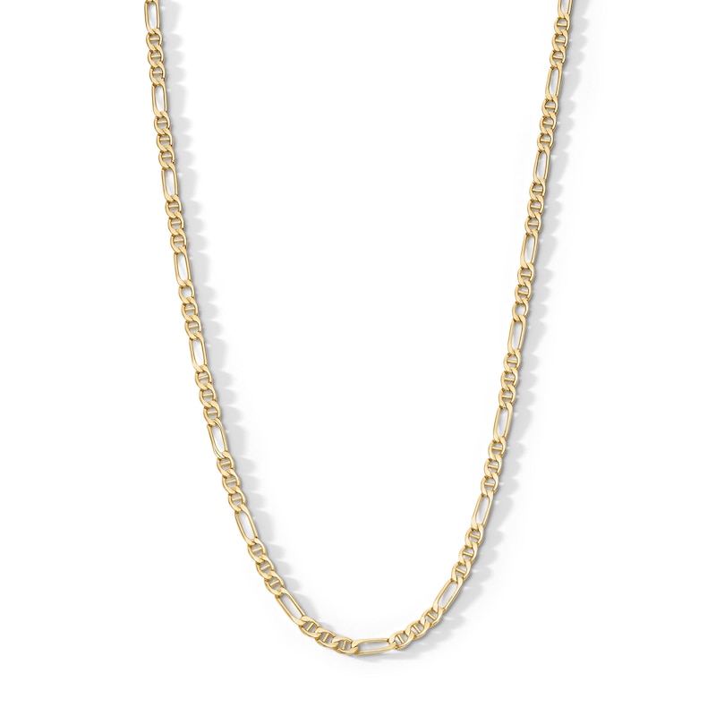 Main Image 1 of 3.5mm Diamond-Cut Figaro Chain Necklace in Hollow 10K Gold - 20”