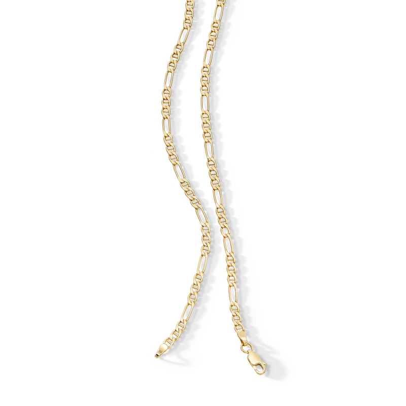 Main Image 3 of 3.5mm Diamond-Cut Figaro Chain Necklace in Hollow 10K Gold - 20”