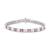 Oval Lab-Created Opal and Emerald-Cut Pink Lab-Created Sapphire Alternating Bracelet in Sterling Silver - 7.25”