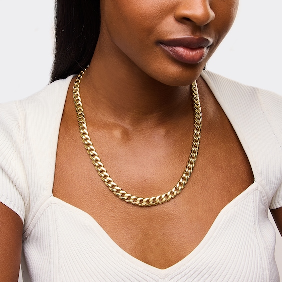 9.2mm Curb Chain Necklace in Hollow 10K Gold - 22”