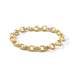 Italian Gold 6.3mm Oval Link Rolo Chain Bracelet in Hollow 18K Gold - 7.25&quot;