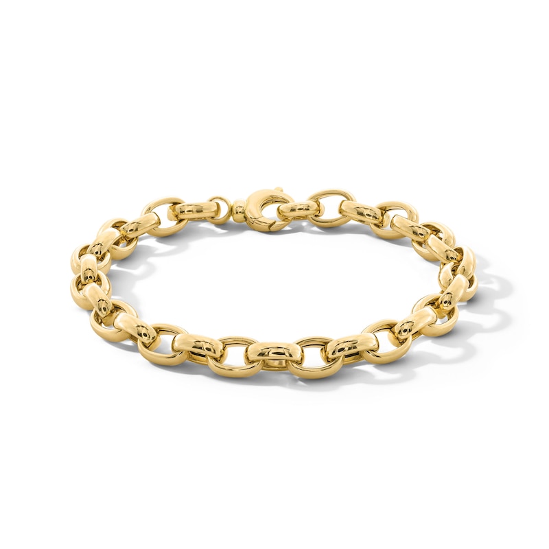 6.3mm Oval Link Rolo Chain Bracelet in Hollow 18K Gold - 7.25"