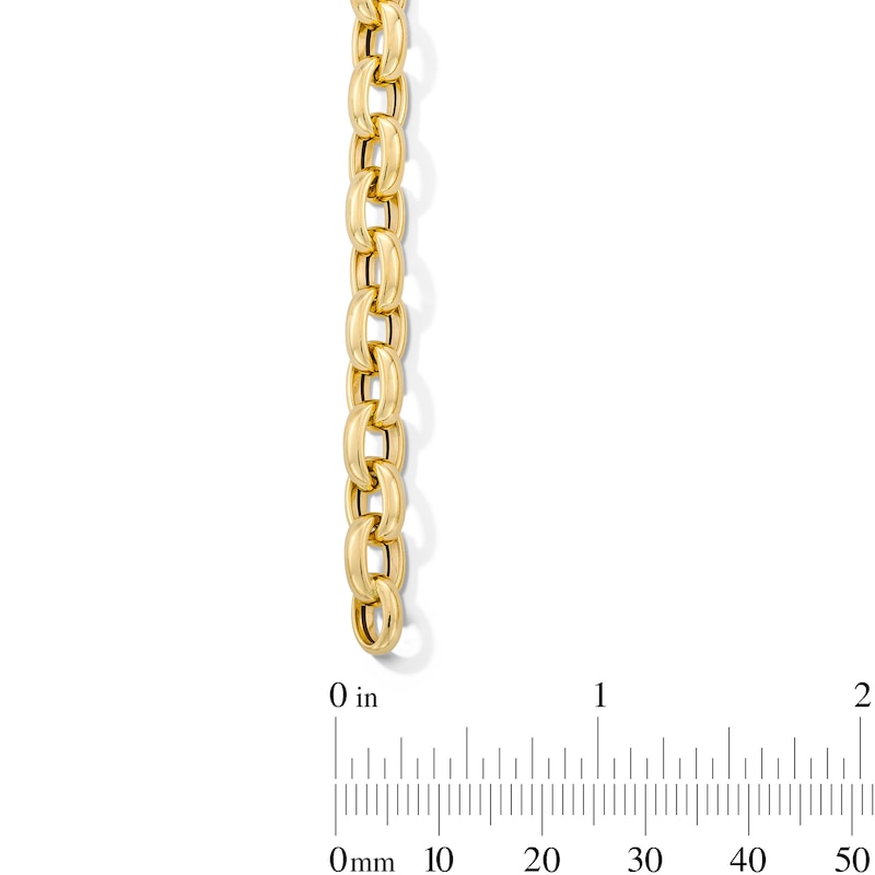 Italian Gold 6.3mm Oval Link Rolo Chain Bracelet in Hollow 18K Gold - 7.25"