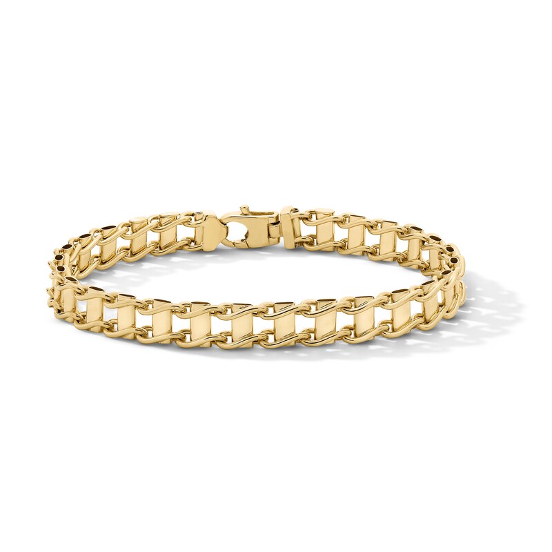 7.5mm Railroad Link Chain Bracelet in Hollow 10K Gold - 8.5”