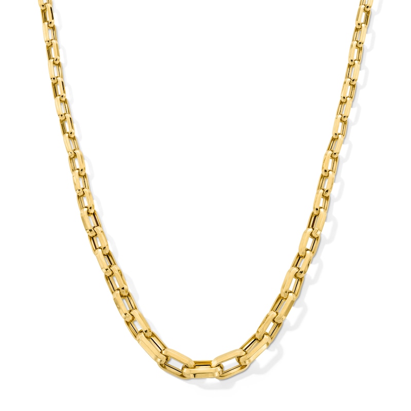 Italian Gold Graduated Oval Link Rolo Chain Necklace in Hollow 18K Gold - 18"